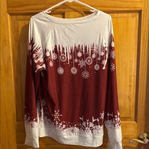 Festive Red and White Snowflake Sweater
